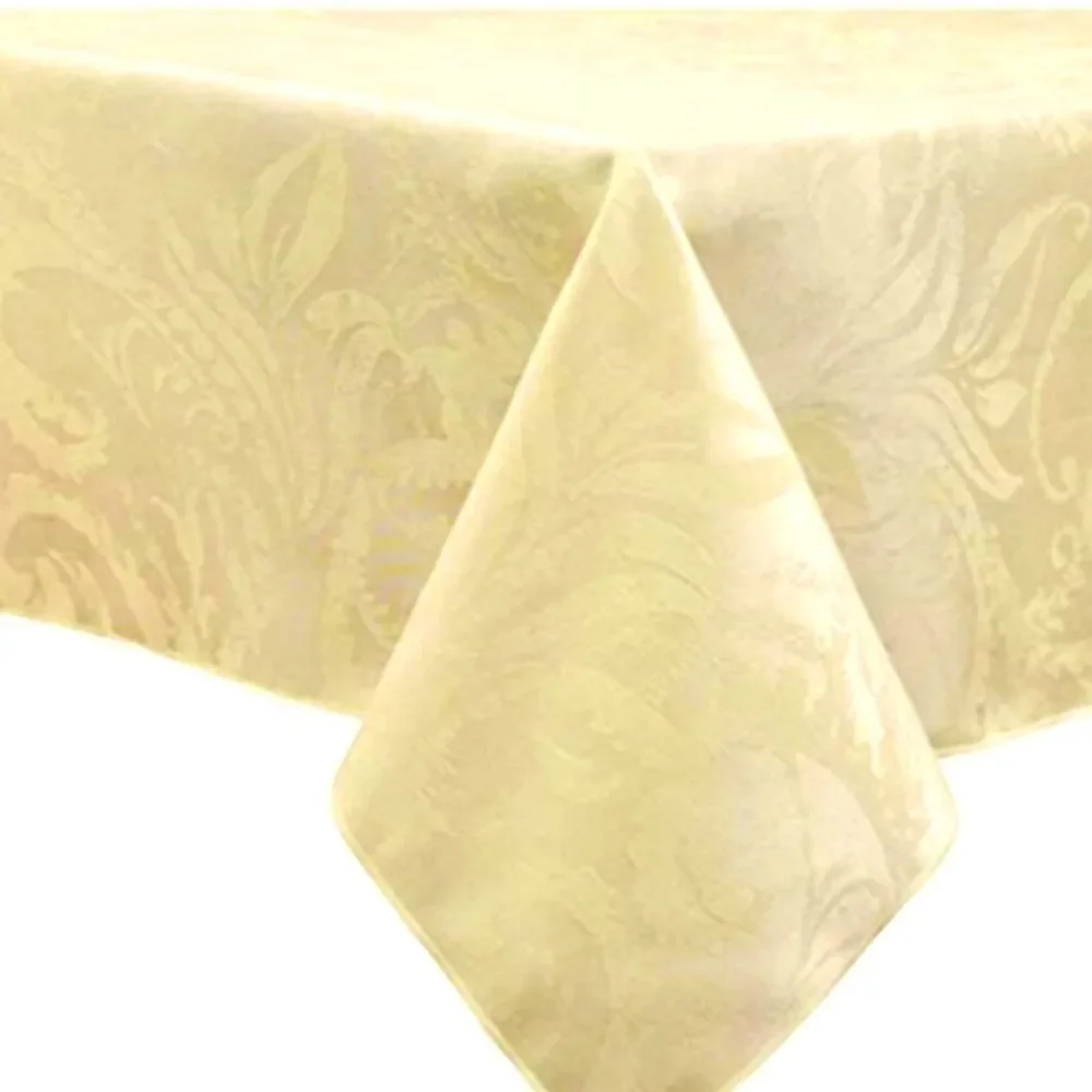 Elegant Heavy Weight Yellow Rose Damask Tablecloth 80x60